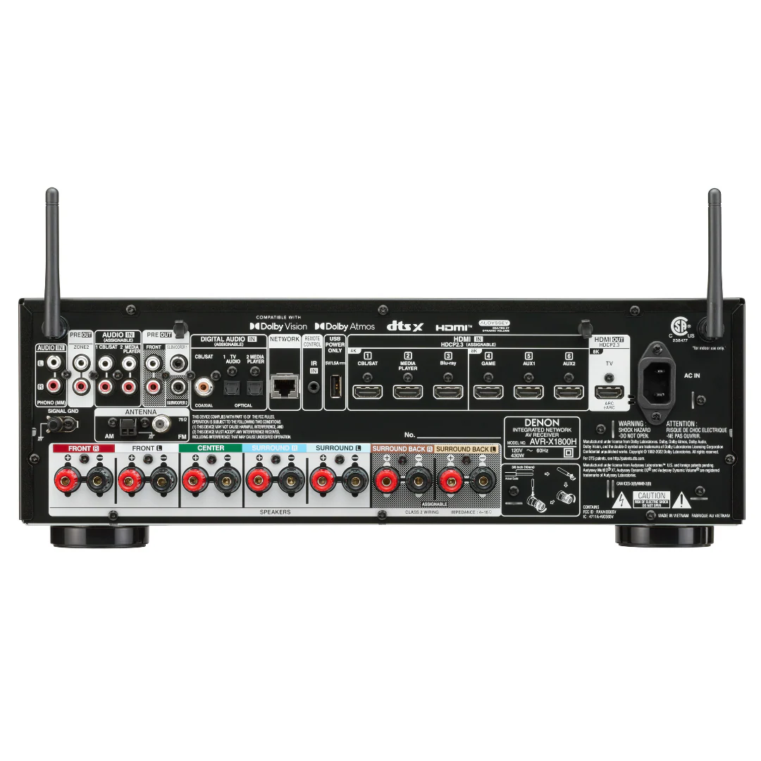 Denon AVR-X1800H 7.2 Ch 8K AV Receiver - Image 3