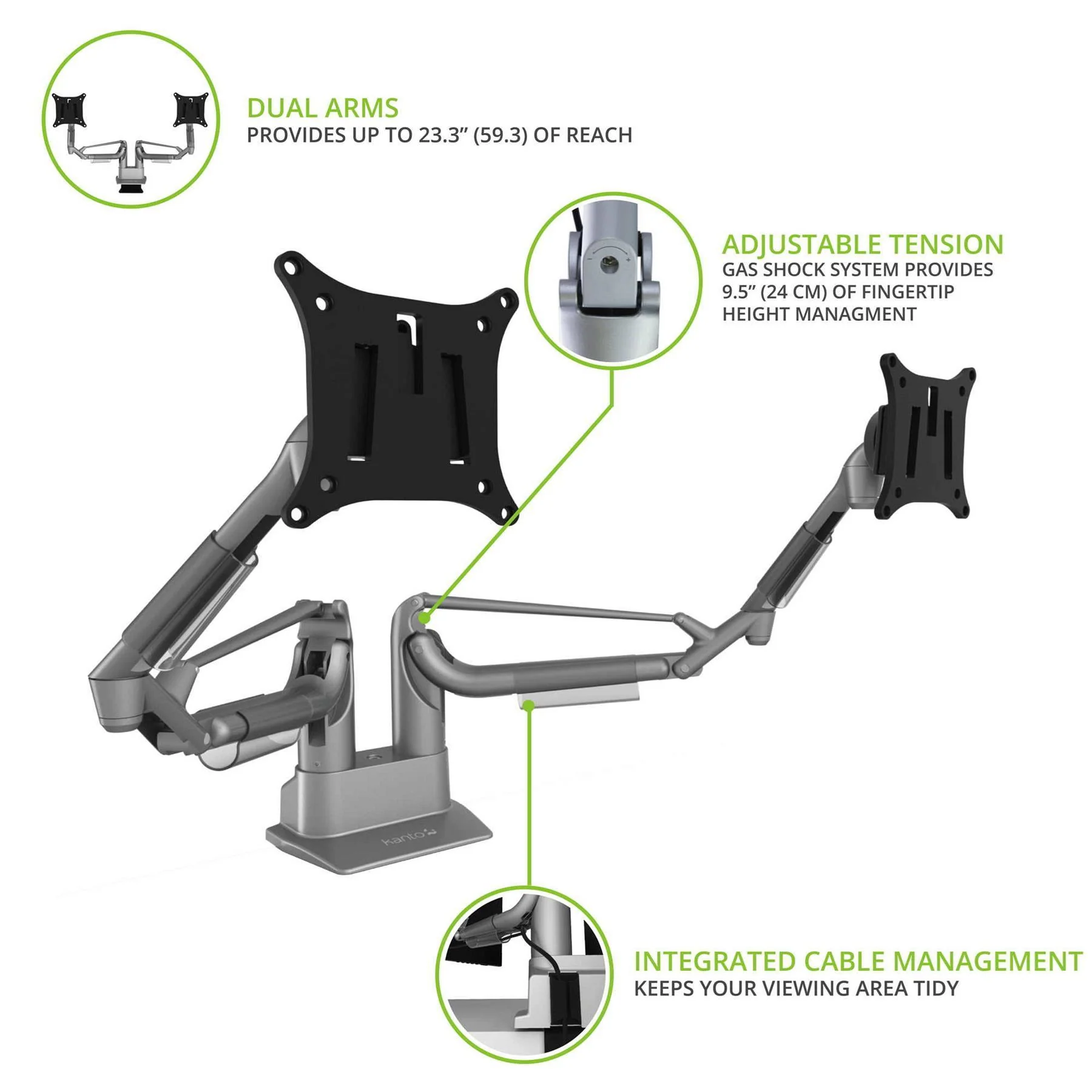Kanto DMS2000 Dual Arm Desktop Monitor Mount - Image 3
