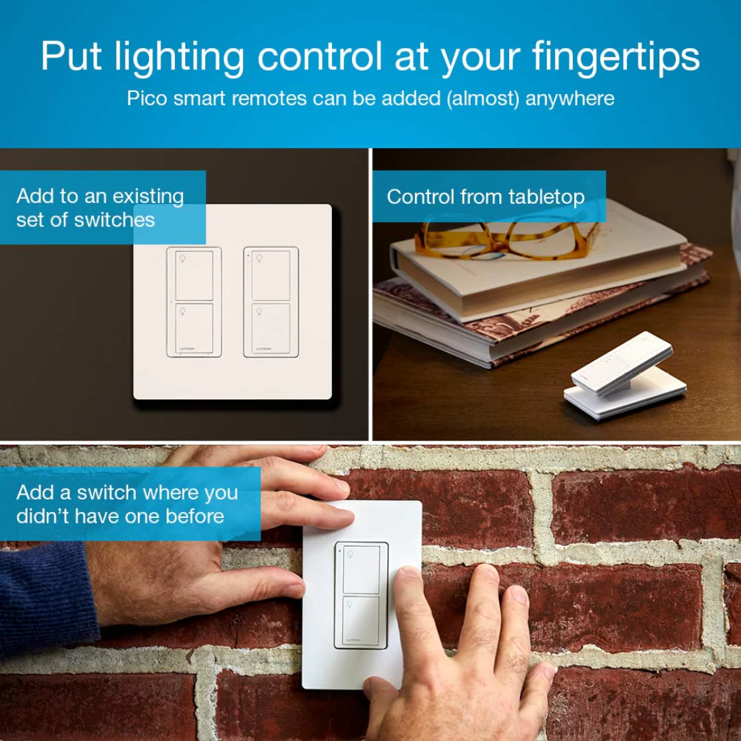Lutron Caseta Deluxe Smart Dimmer Switch (2 Count) Kit with Caseta Smart Hub | P-BDG-PKG2W | White - Image 2