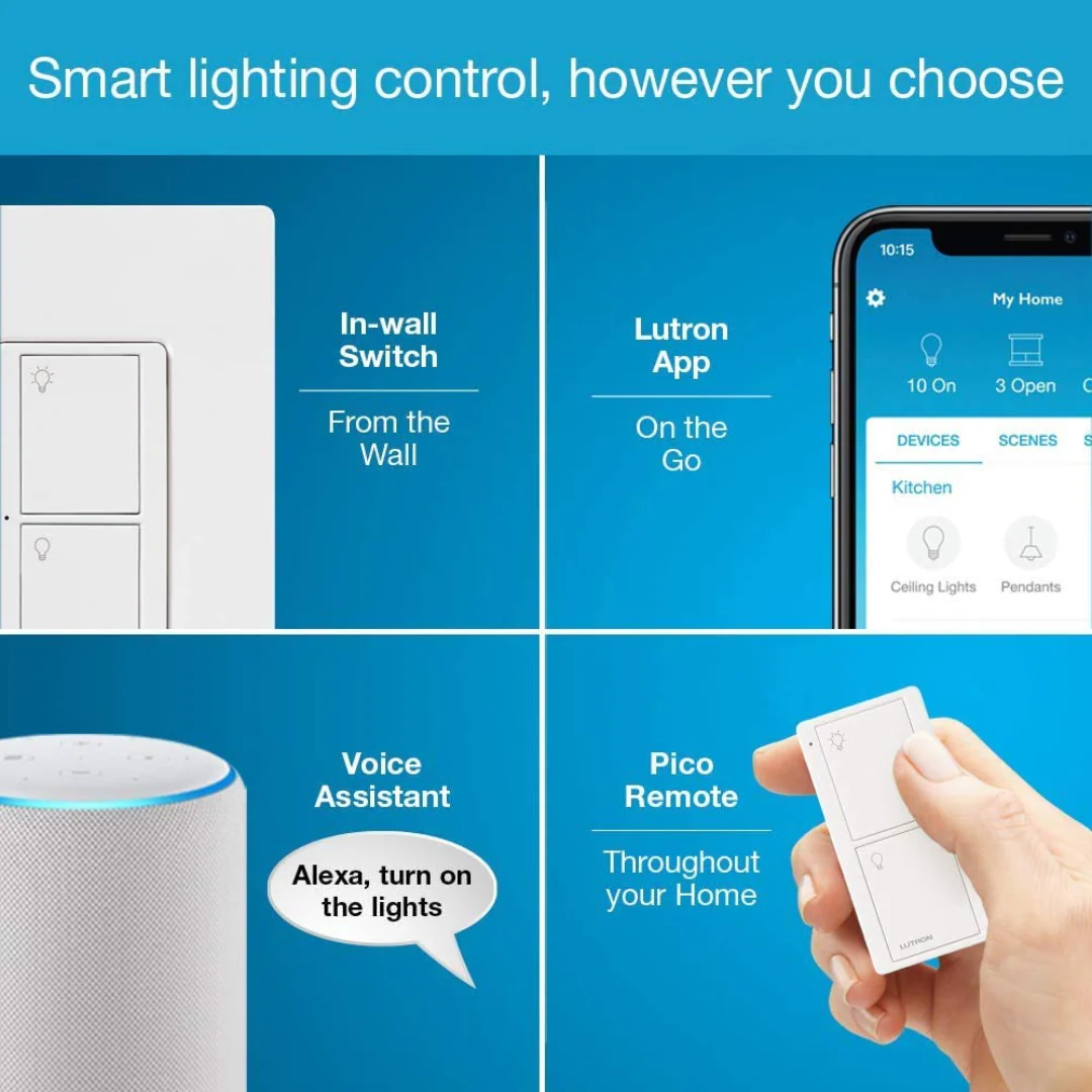 Lutron Caseta Smart Lighting Dimmer Switch for Wall and Ceiling Lights | PD-6WCL-WH | White - Image 3
