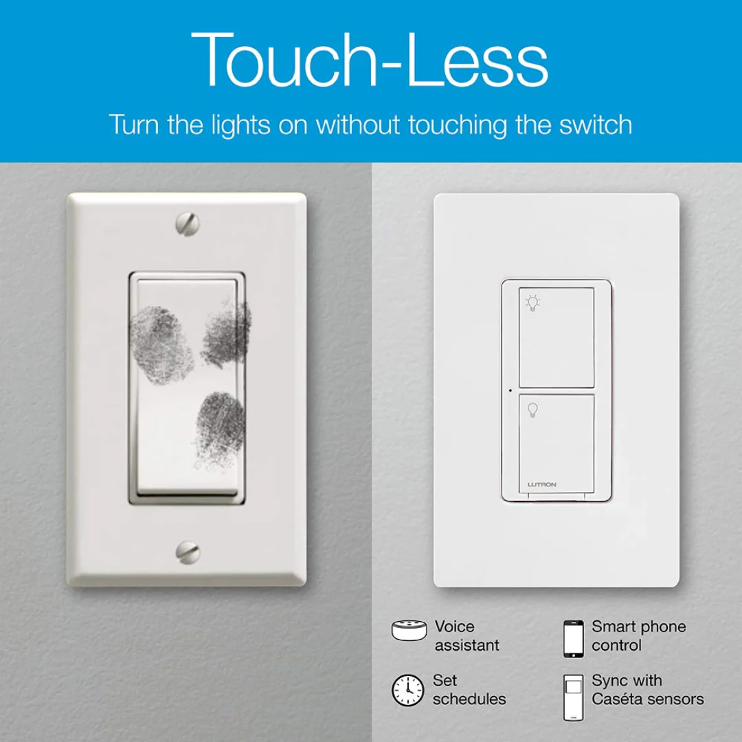 Lutron Caseta Smart Lighting Switch for All Bulb Types or Fans | Neutral Wire Required | PD-6ANS-WH | White - Image 7