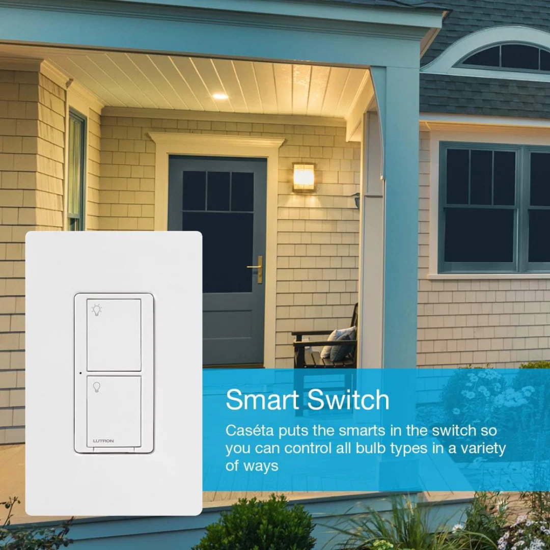 Lutron Caseta Smart Lighting Switch for All Bulb Types or Fans | Neutral Wire Required | PD-6ANS-WH | White - Image 9
